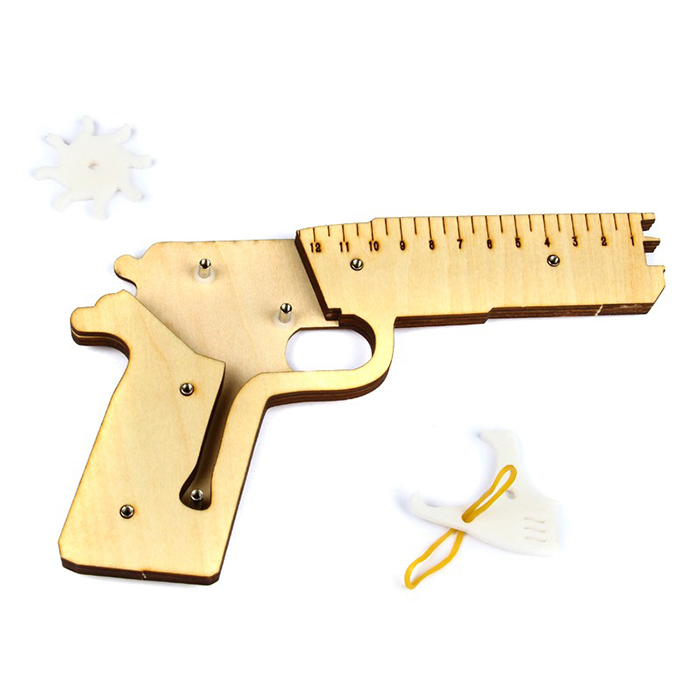 小手枪DIY玩具 木质立体拼装模型 儿童益智积木 手工制作拼插套件